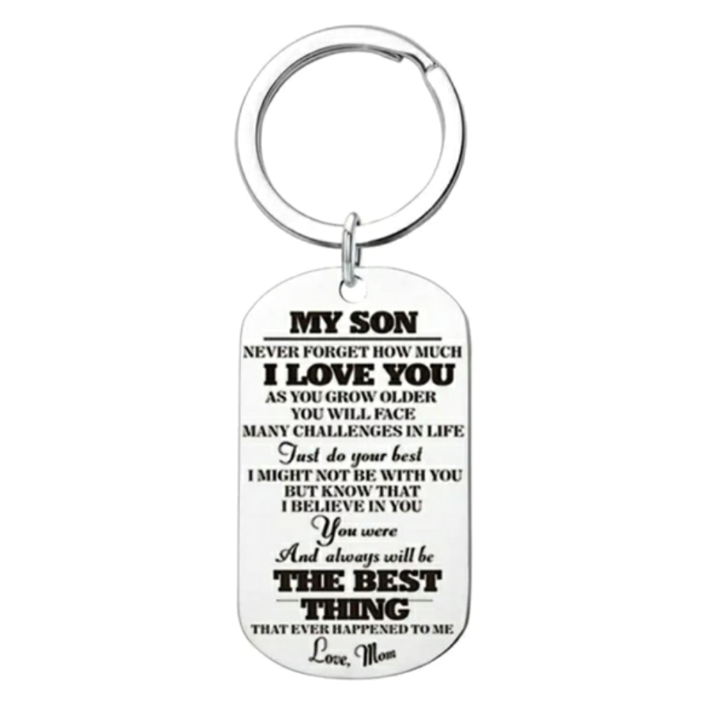 NEW To My Son Love Mom Stainless Steel Keychain Key Ring